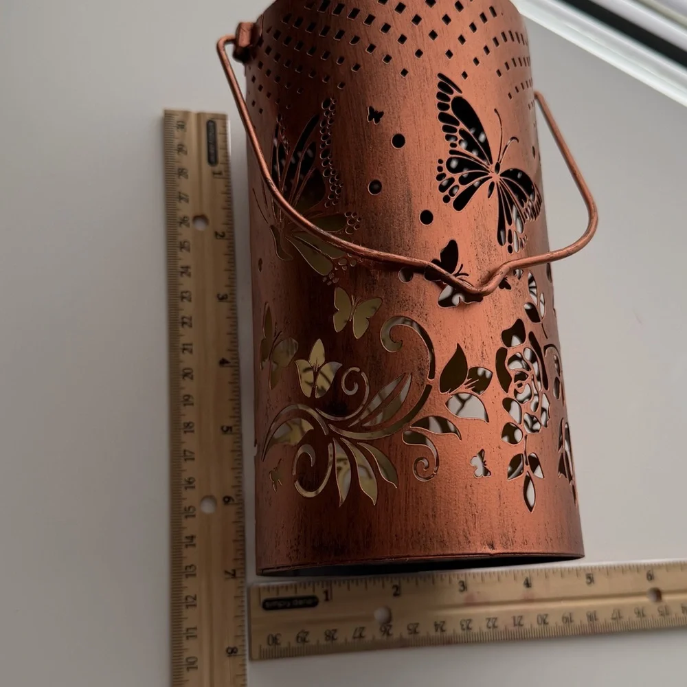 Rustic Butterfly Cutout Solar Lantern